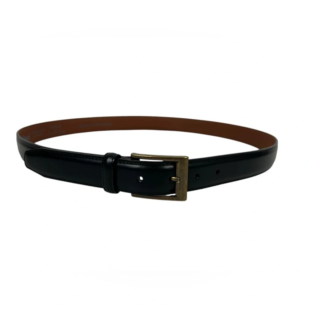L.L. Bean Black Full Grain Leather Made In USA Belt Mens Size 38 Casual EUC - Picture 2 of 12